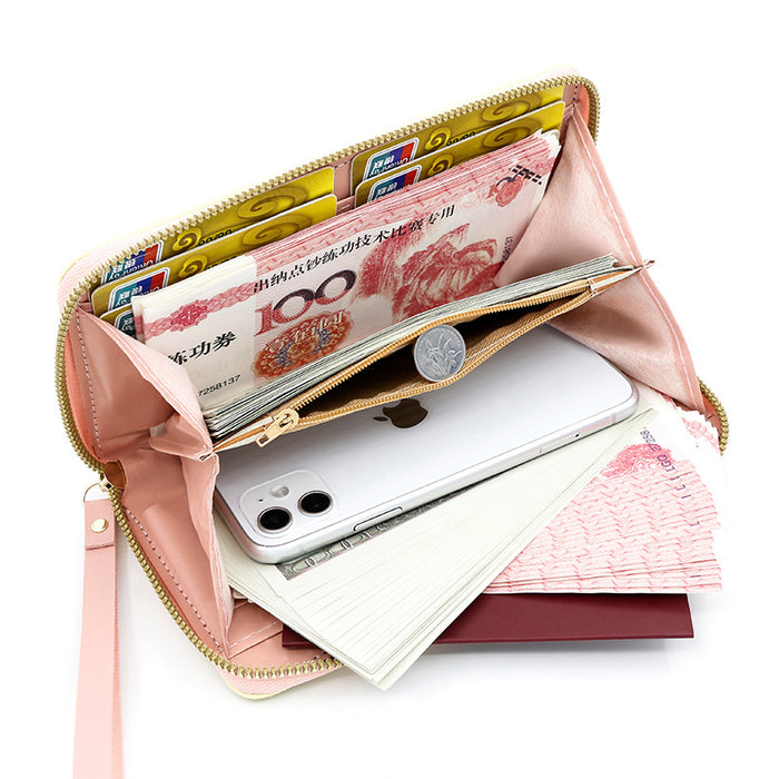 Wholesale   Cute Long Cartoon Wallet Student  Large Card Zipper Mobile Phone Bag Clutch Bag