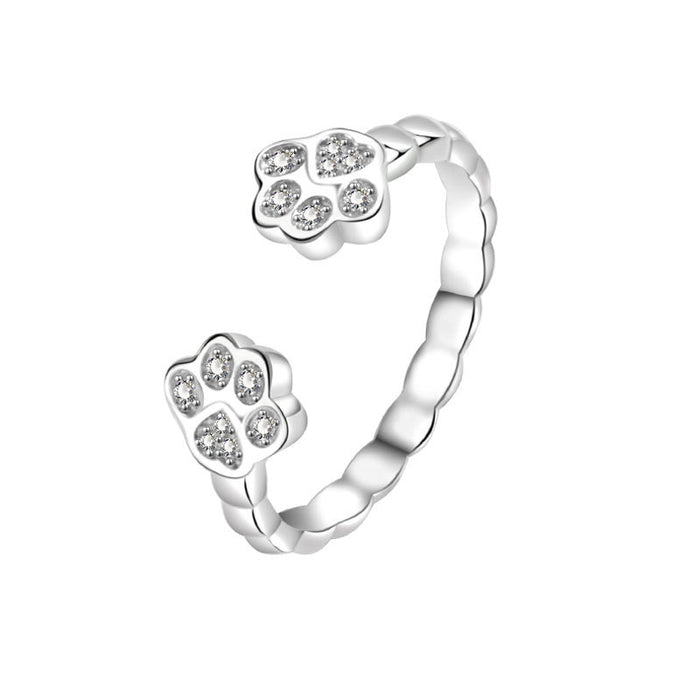 Wholesale Cat Paw Zircon Ring Adjustable Women S Fashion Jewelry Accessory Boutique Resale