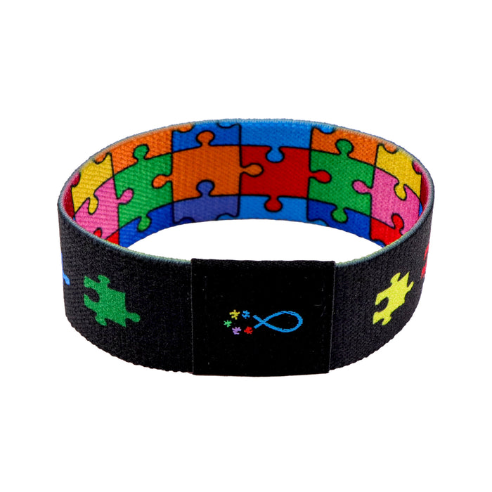 Wholesale 10pcs Colorful Jigsaw Puzzle-Patterned Washable Elastic Sports Wristband