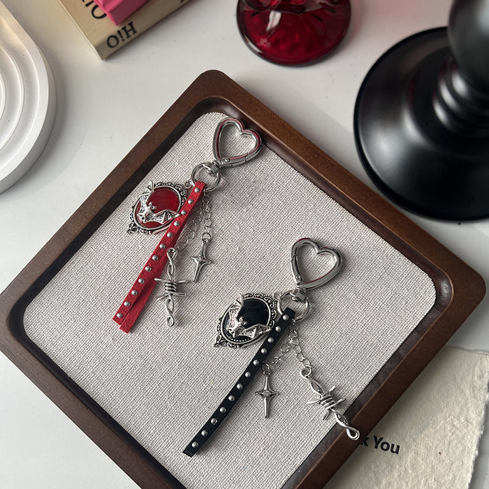 Wholesale Gothic Cross Keychain Bag Charm Black Zinc Alloy Car Key Accessory Resale