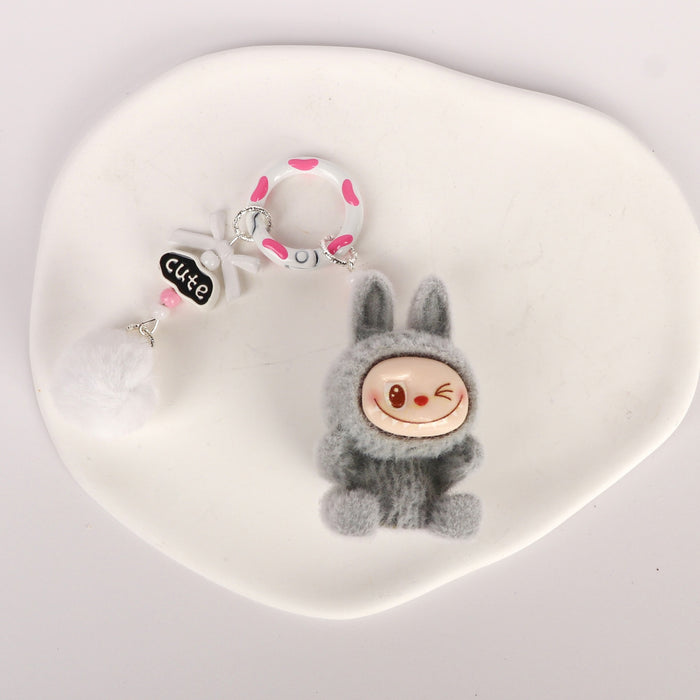 Wholesale Cute Sitting Flocking Keychain Bag Car Decoration Pendant Mobile Phone Chain Wholesale Small Gift