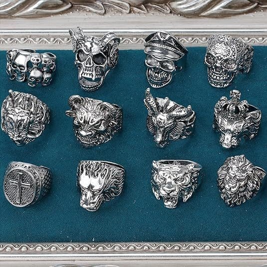 Wholesale Skull and Animal Head Ring Set Alloy Unisex Fashion Accessory Gift