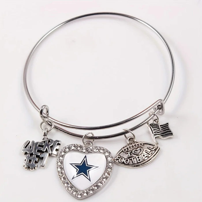 Wholesale Pittsburgh Steelers Helmet American Flag Alloy Pendant Bracelet