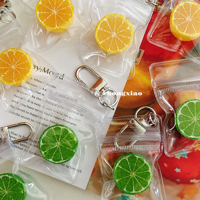 Wholesale Pastoral Style Resin Half Lemon Keychain Bag Charm Decorative Accessory