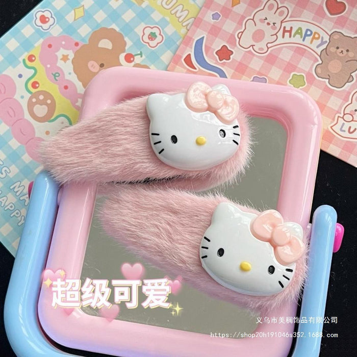 Wholesale plush cat cute cartoon Hair Clips large side