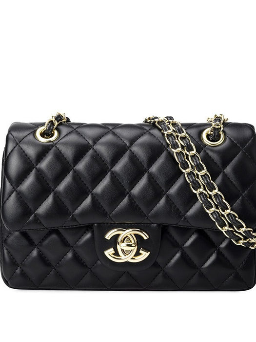 Wholesale Women' s Genuine Leather Diamond Quilted Crossbody Bag Chain Strap Retro Fashion Accessory