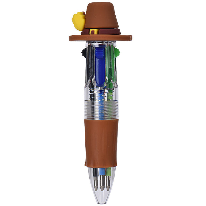 Wholesale Cute Thanksgiving Mini Four-color Ballpoint Pen Children' s Multicolor Hand Journal Marker Pen Student Stationery
