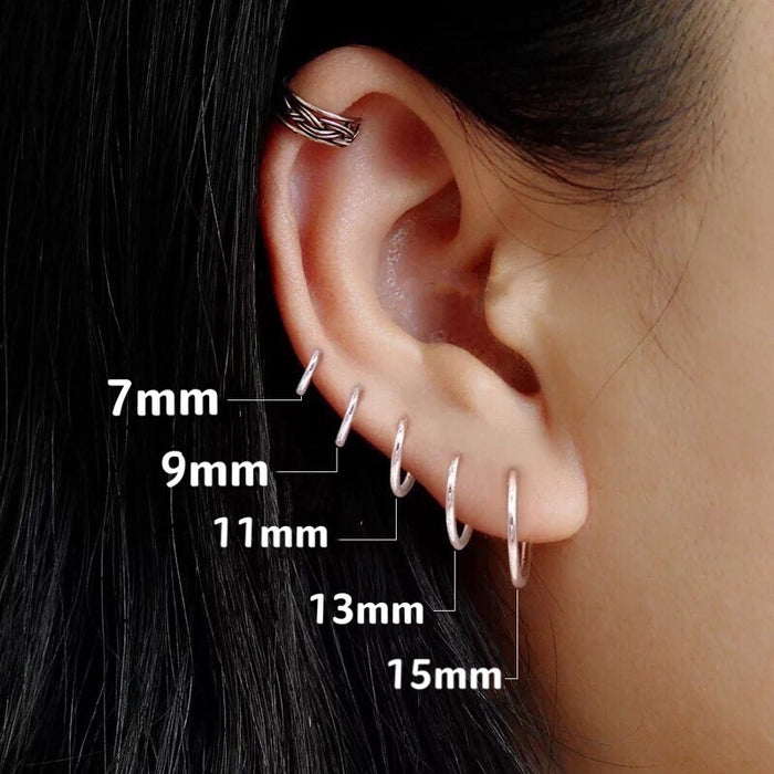 Wholesale  S999 Retro Mini  Silver Earrings Temperament Small Ear Ring All-match  Ear Pole Ear Bone Ring