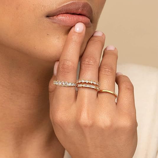 Wholesale Minimalist Broken Diamond Sparkling Zircon Versatile Genuine Gold Plated 4-piece Set Finger Ring Wholesale