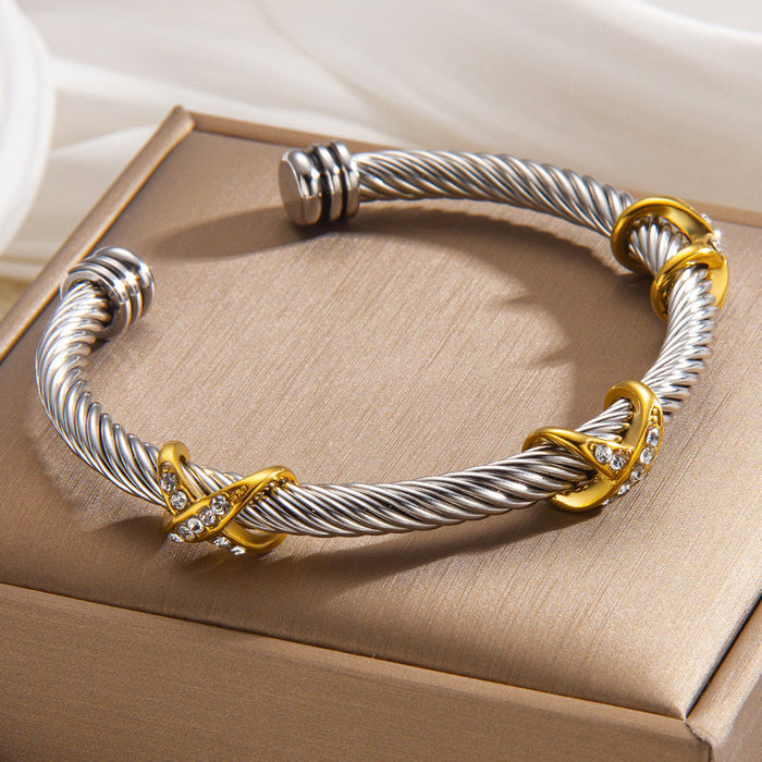 Wholesale steel wire rope gold bracelet