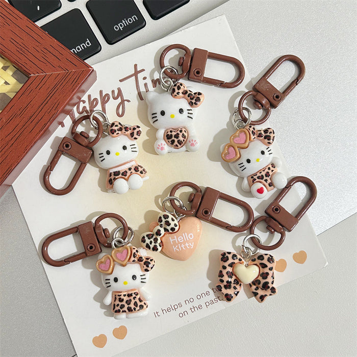 Wholesale Cute leopard print cartoon keychains in brown