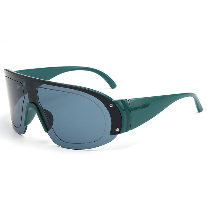 Wholesale New one-piece large frame sunglasses with high-end feel, wide leg color film sports cycling sunglasses