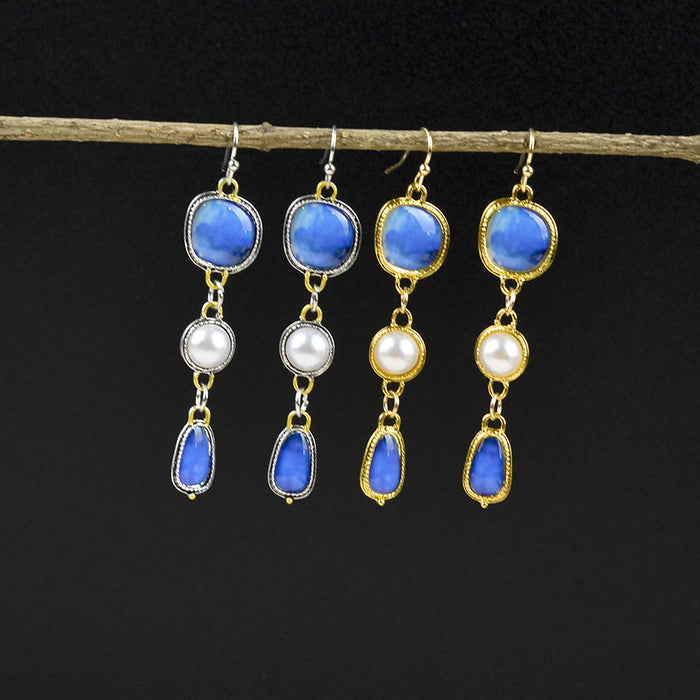 Wholesale Elegant retro pearl pendant earrings, fashionable irregular tassel ear accessories