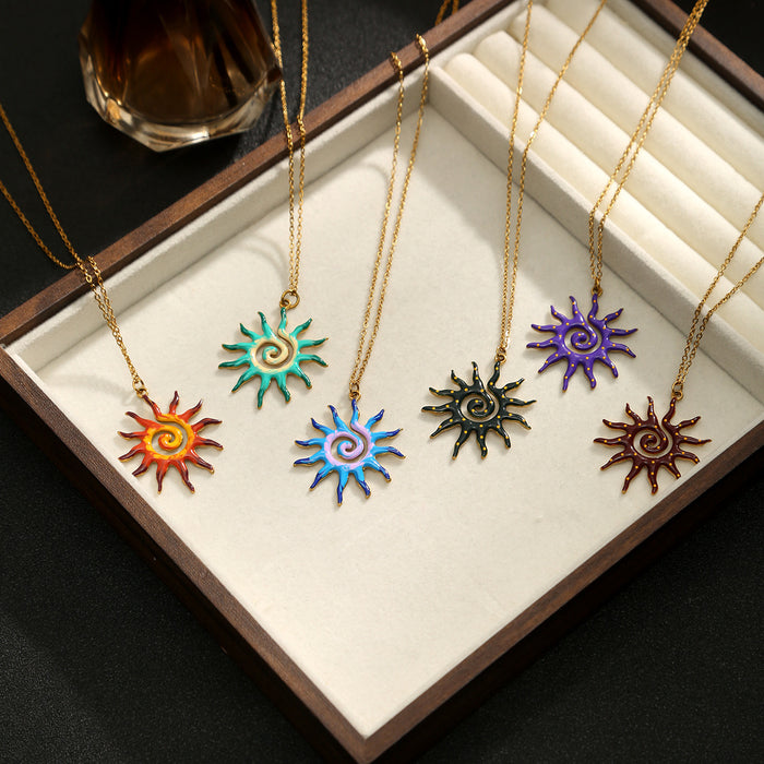Wholesale Stainless Steel Sun Pendant Necklace
