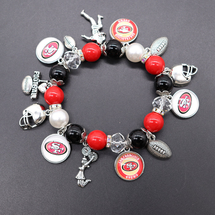 Wholesale Soccer Team Stretch Beaded Bracelet Unisex Steelers Saints