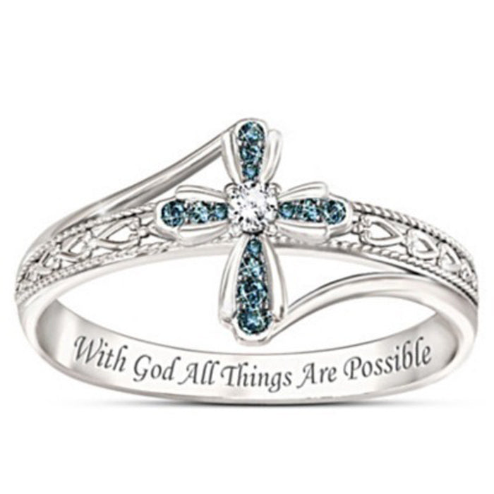 Wholesale Cross flower shaped ring creative hollow diamond inlaid ring jewelry