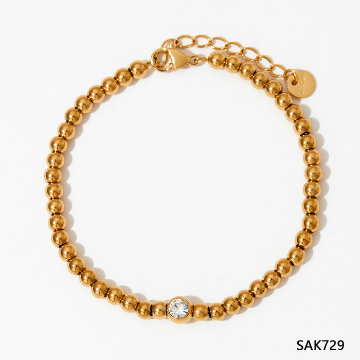 Wholesale Stainless Steel PVD Electroplated Gold Bead Chain Stacking Bracelet Women S Chic Gift