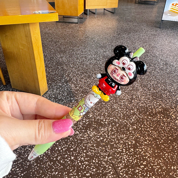 Wholesale Cartoon Smiling Face Funny Flash Diamond Press Ballpoint Pen Blue Cute Girl Girl Dreamy Girl Heart Beaded Pen