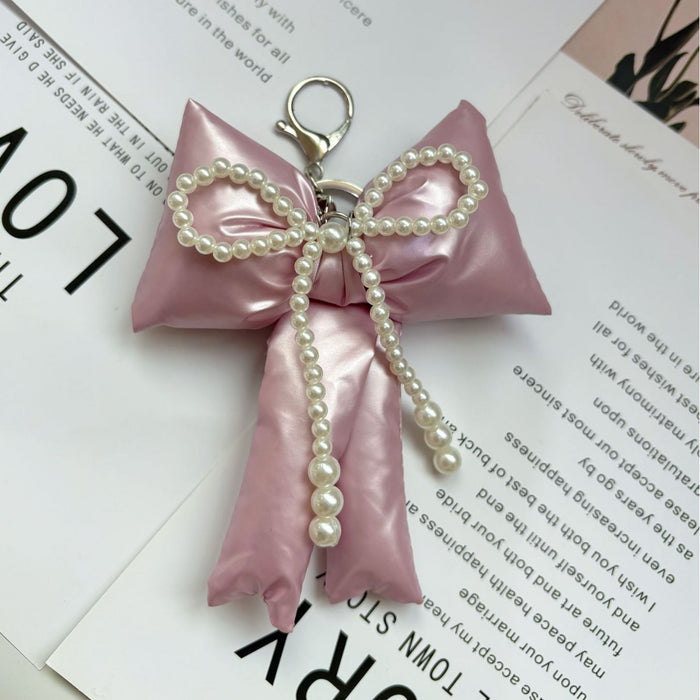 Wholesale  Simple Pink Plaid Bow Accessories Keychain