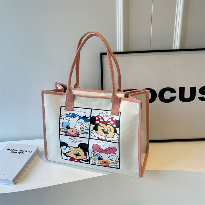 Wholesale Canvas tote bag large capacity student tutoring cartoon shoulder bag