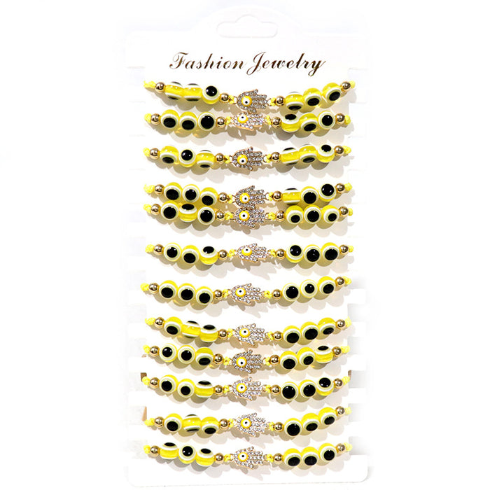 Wholesale 12pieces/pack Evil Eye Beaded Bracelet Braided Set JDC-BT-NHong024