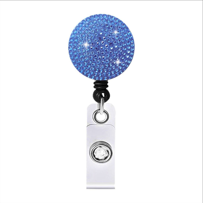 Wholesale Round Color AB Rhinestone Telescopic Clip Easy Pull Keychain JDC-KC-QiDing009