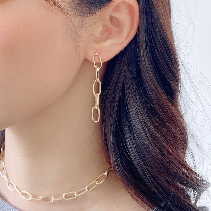 Wholesale Fashion earrings, simple and personalized metal chain earrings, earrings, niche geometric earrings wholesale