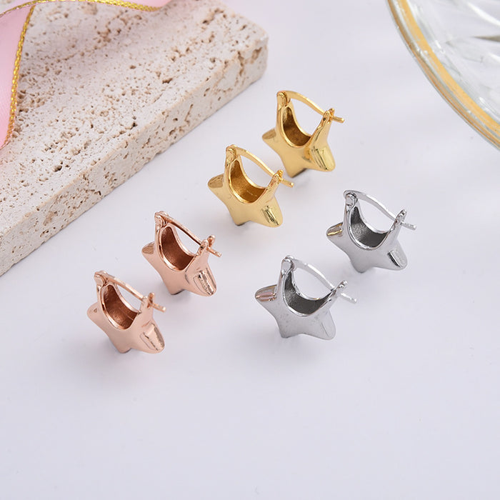 Wholesale Personalized temperament new earring three-dimensional five pointed star ear buckle