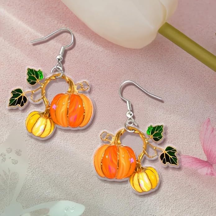 Wholesale Chic 2D Acrylic Pumpkin Earrings  Thanksgiving Funky Jewelry Accessory Party Gift Boutique Resale