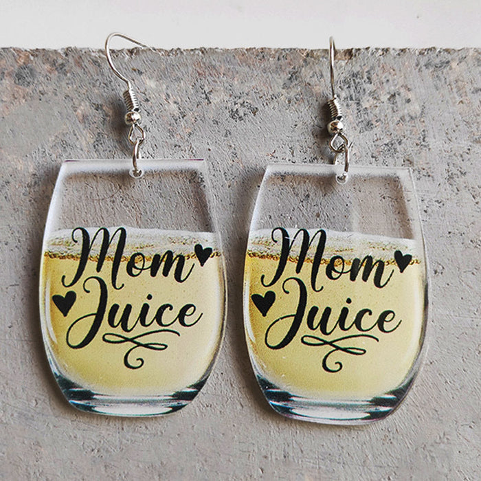 Wholesale 2 Pairs/Pack Wine Glass Letter Little Bee Whiskey Earrings JDC-ES-HeYi068