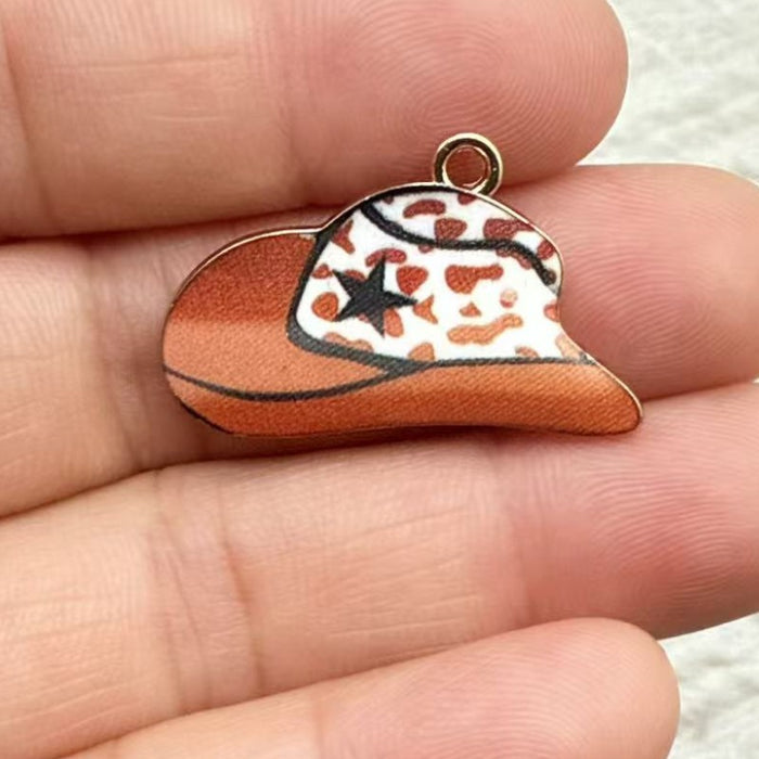 Wholesale 10pcs Alloy Vintage Western Cowboy Printed Boots Keychain Pendant Backpack DIY Jewelry Accessories
