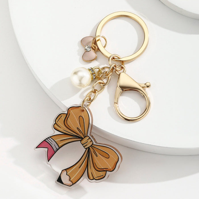 Wholesale Pearl Balloon and Bowknot Keychain