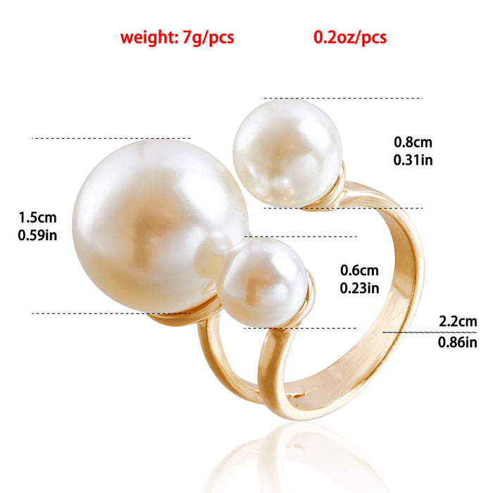 Wholesale Three faux pearl rings with metal bases