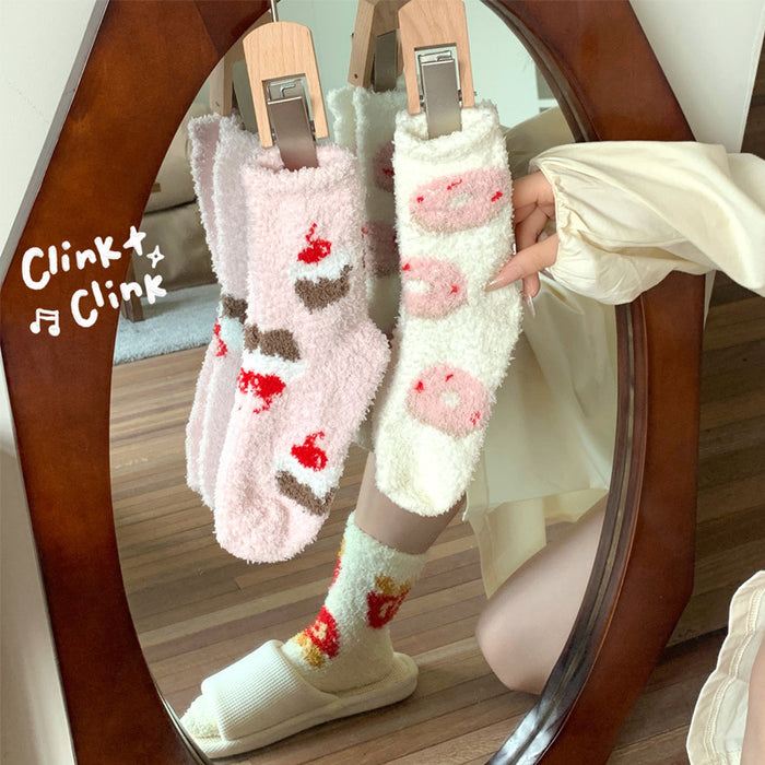 Wholesale Coral fleece socks, plush cotton socks, thickened home bedding, warm sleep, plush floor socks