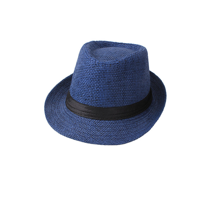 Wholesale Summer Straw Solid Color Hat Jazz Hat Middle-aged and Elderly Men's Hat Breathable Sun Hat Straw Hat JDC-SH-DG001