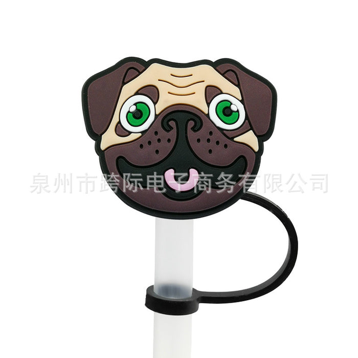 Wholesale 10pcs Silicone Cartoon Puppy Straw Cover JDC-SCR-KuaJ007