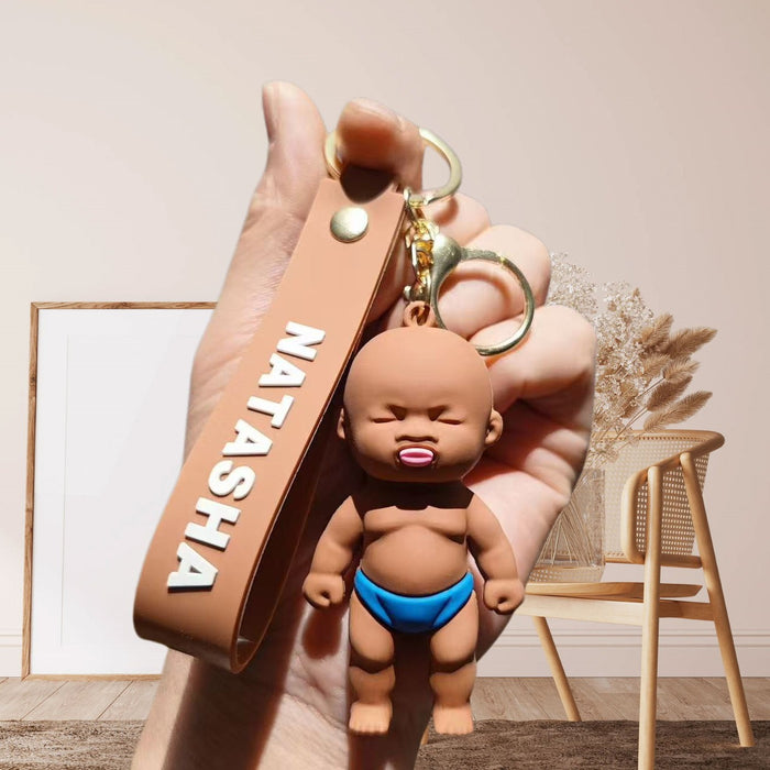 Wholesale Stylish Funny African Doll Keychain Pendant PVC Stress Relief Natasha Figure Car Key Accessory Bag Charm Decorative Gift