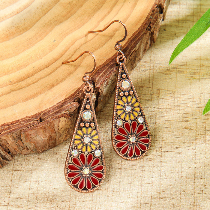 Wholesale Zinc Alloy Bohemian Drop Earrings with Rhinestone for Party Wear Boutique Resale MOQ≥2