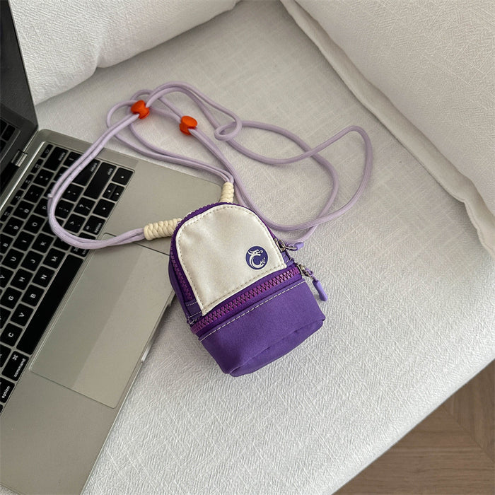 Wholesale contrast color schoolbag coin purse mini keychain pendant portable boys and girls earphone certificate storage pouch