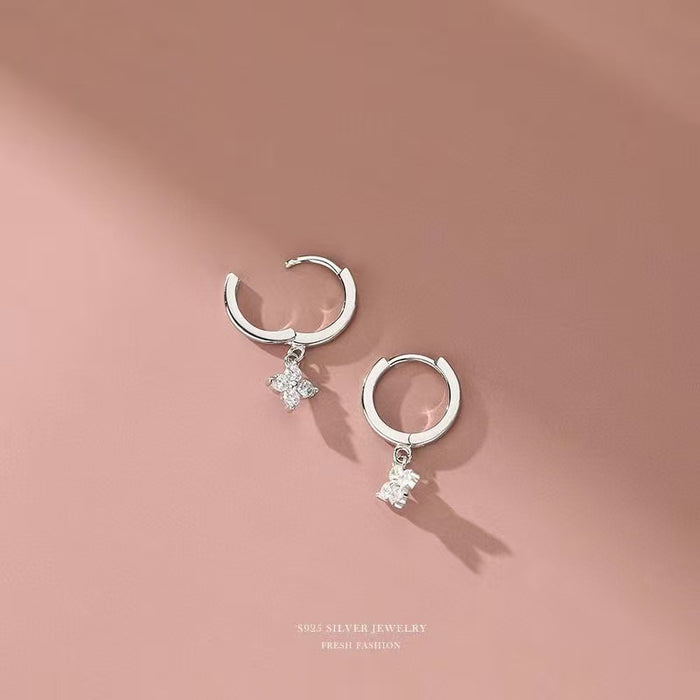 Wholesale Zircon Four-Leaf Flower Necklace Earrings Bracelet Ring Set