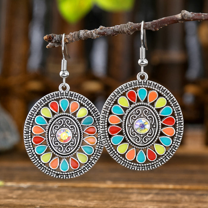 Wholesale Bohemian Geometric Turquoise Earrings Zinc Alloy Fashion Accessory MOQ≥2