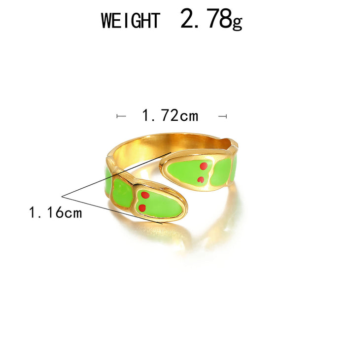 Wholesale Stainless Steel Gold Enamel Accented Rings