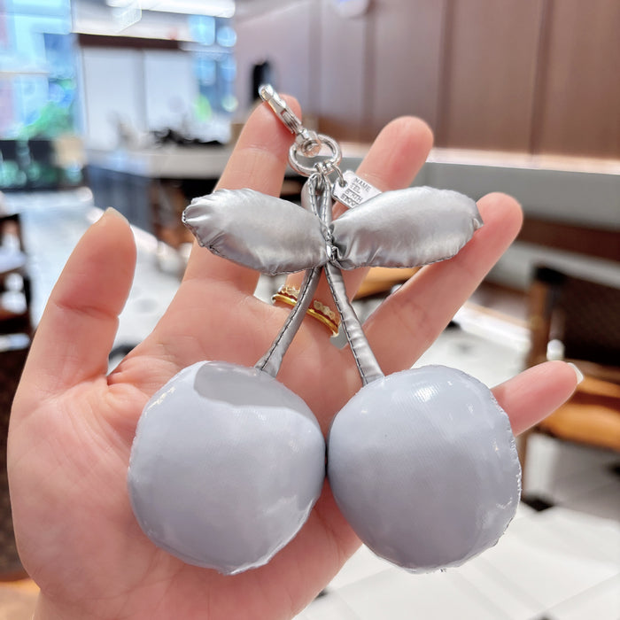 Wholesale PU cotton-filled cherry keychain