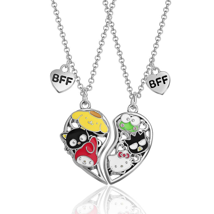 Wholesale Cartoon Cute Hello Kitt Necklace Hello Kitty A Pair of Heart-shaped Pendants BFF Good Friend Set Necklace JDC-NE-BS002