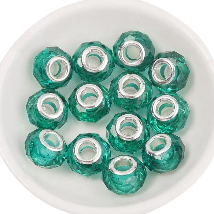 Wholesale spacer Faceted Wheel Plastic Beads Large Hole DIY Jewelry Craft Supply MOQ≥10