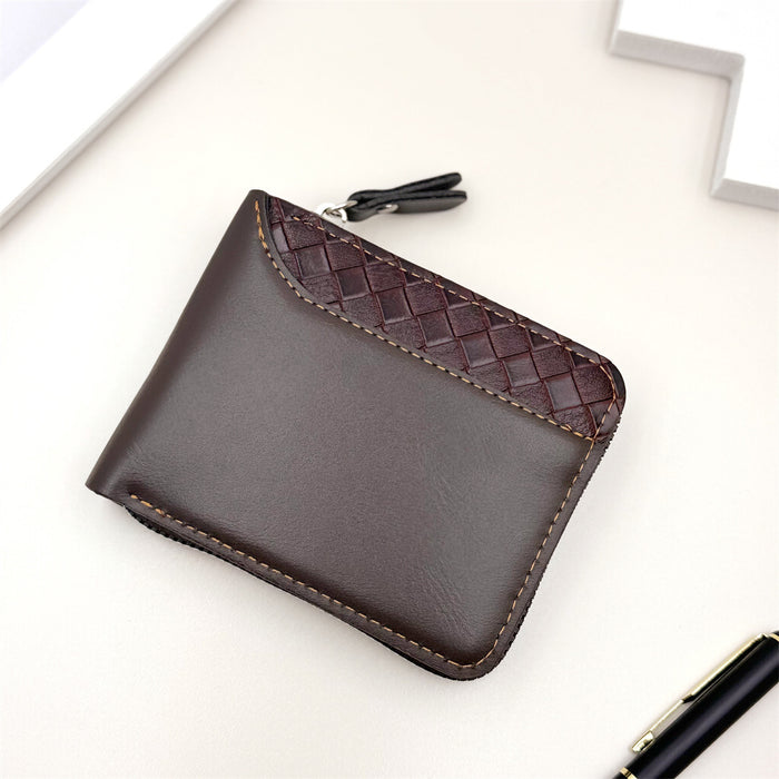 Wholesale Retro Plaid PU Leather Zipper Wallet - Trendy Men' s Short Bifold for Everyday Use MOQ≥2