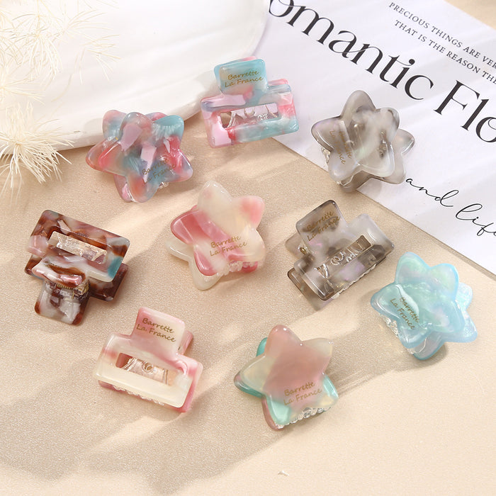 Wholesale Acetate Small Claw Clip Square Star Hollow Mermaid Color Hair Accessory
