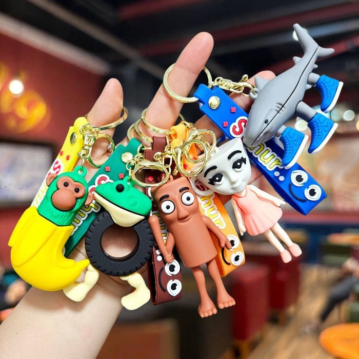 Wholesale Doll keychain funny abstract stick man shark small pendant