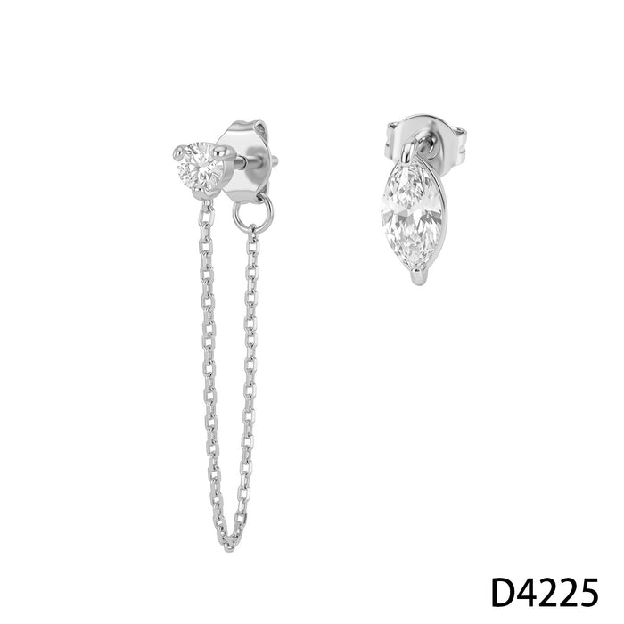 Wholesale Stainless Steel Gold PVD Geometric Chain Tassel Earrings Rhinestone Marquise Design Fashion Accessory For Boutique Resale