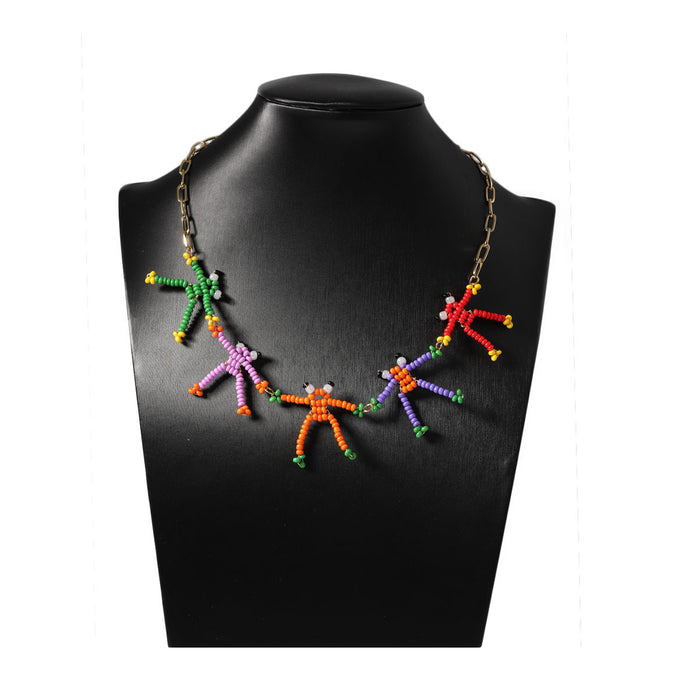 Wholesale Hand-woven Frog Bee Animal Pendant Chain Necklace